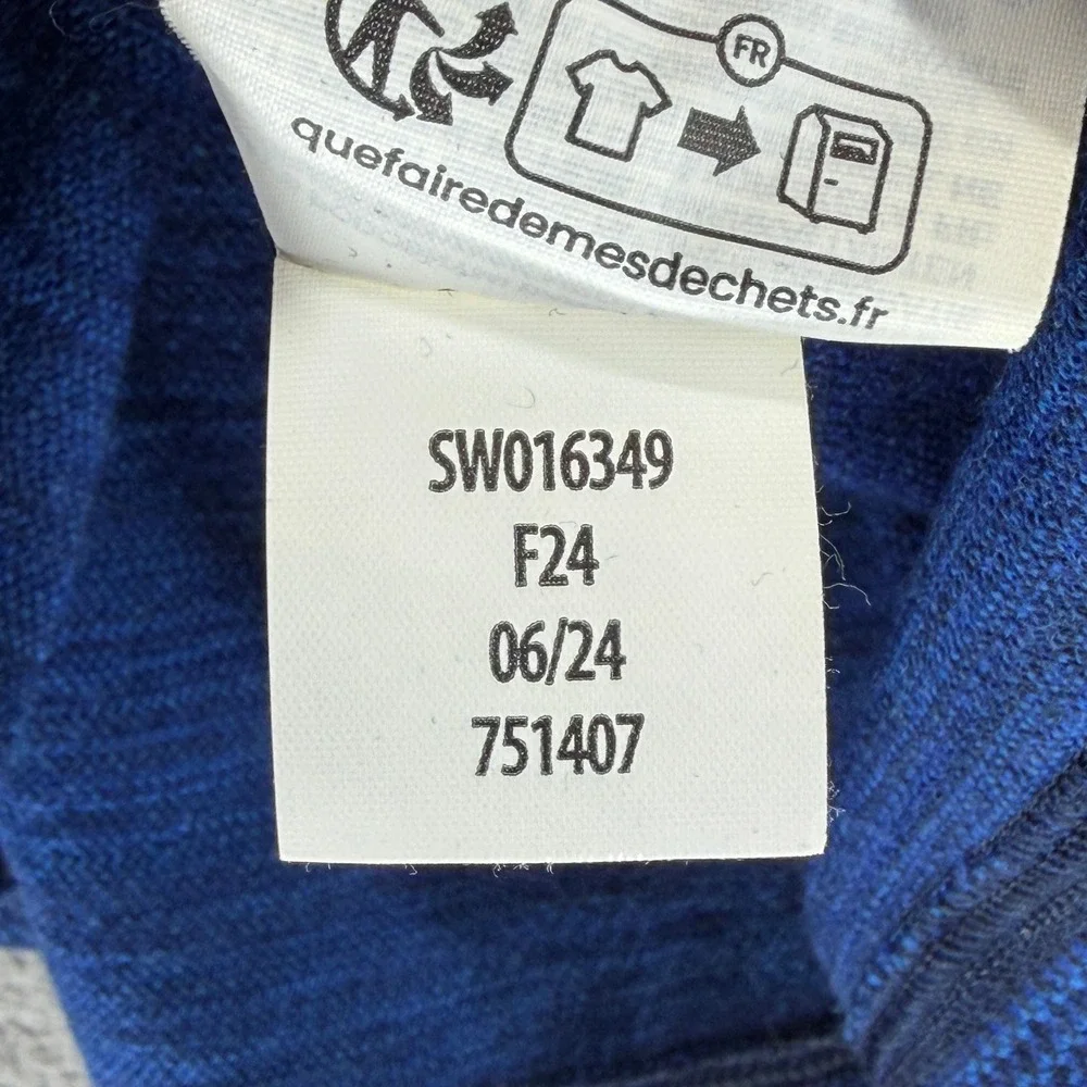 Smartwool Mens XL Blue Striped 100% Merino Wool Base Layer Top SW016349 F24